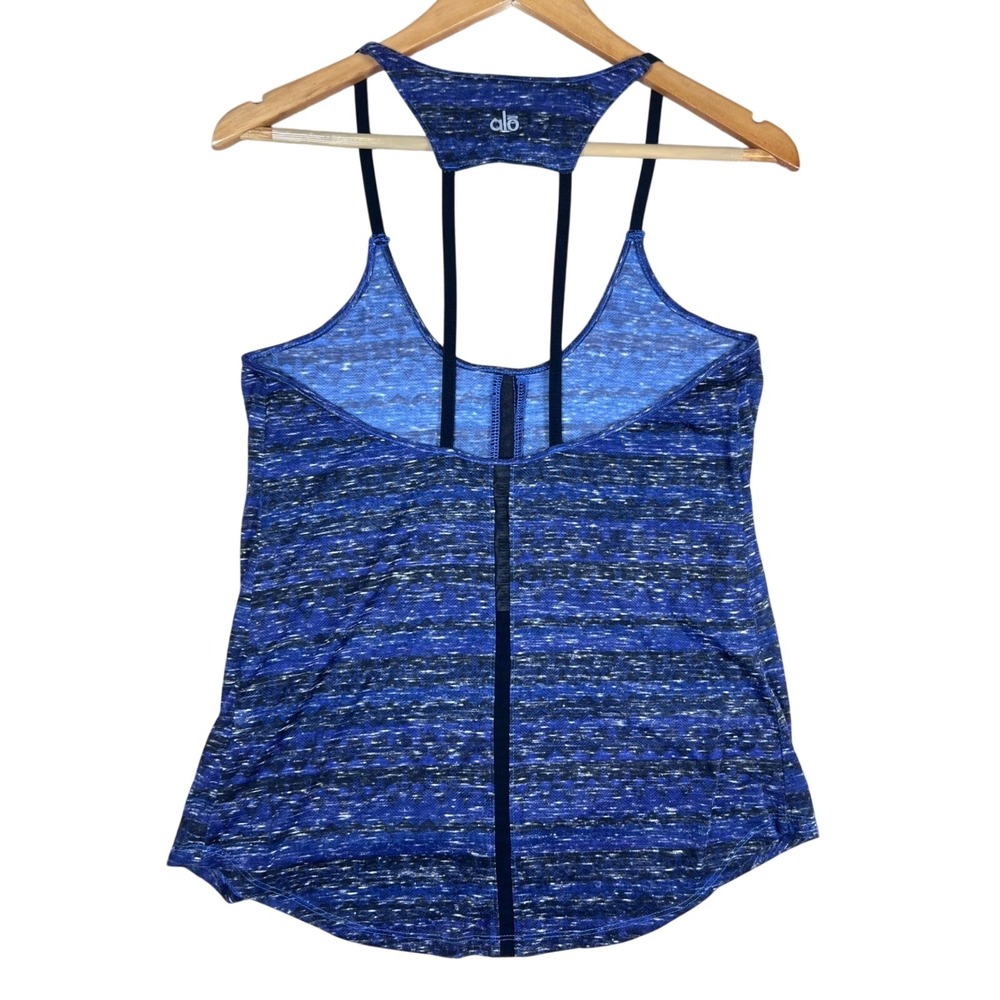 ALO Tank Top Racerback Athletic Strappy Workout Blue‎ Black Heathered Yoga Gym S - Picture 2 of 9